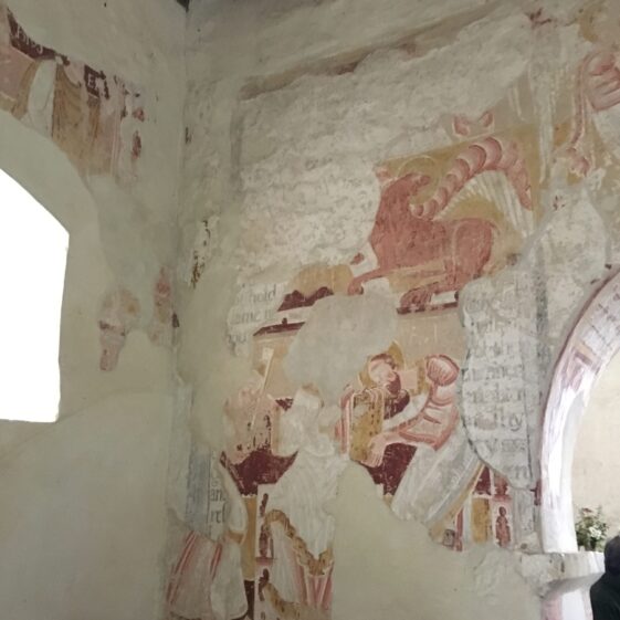Detail of wall painting restored in Coombes Church | David Fisher
